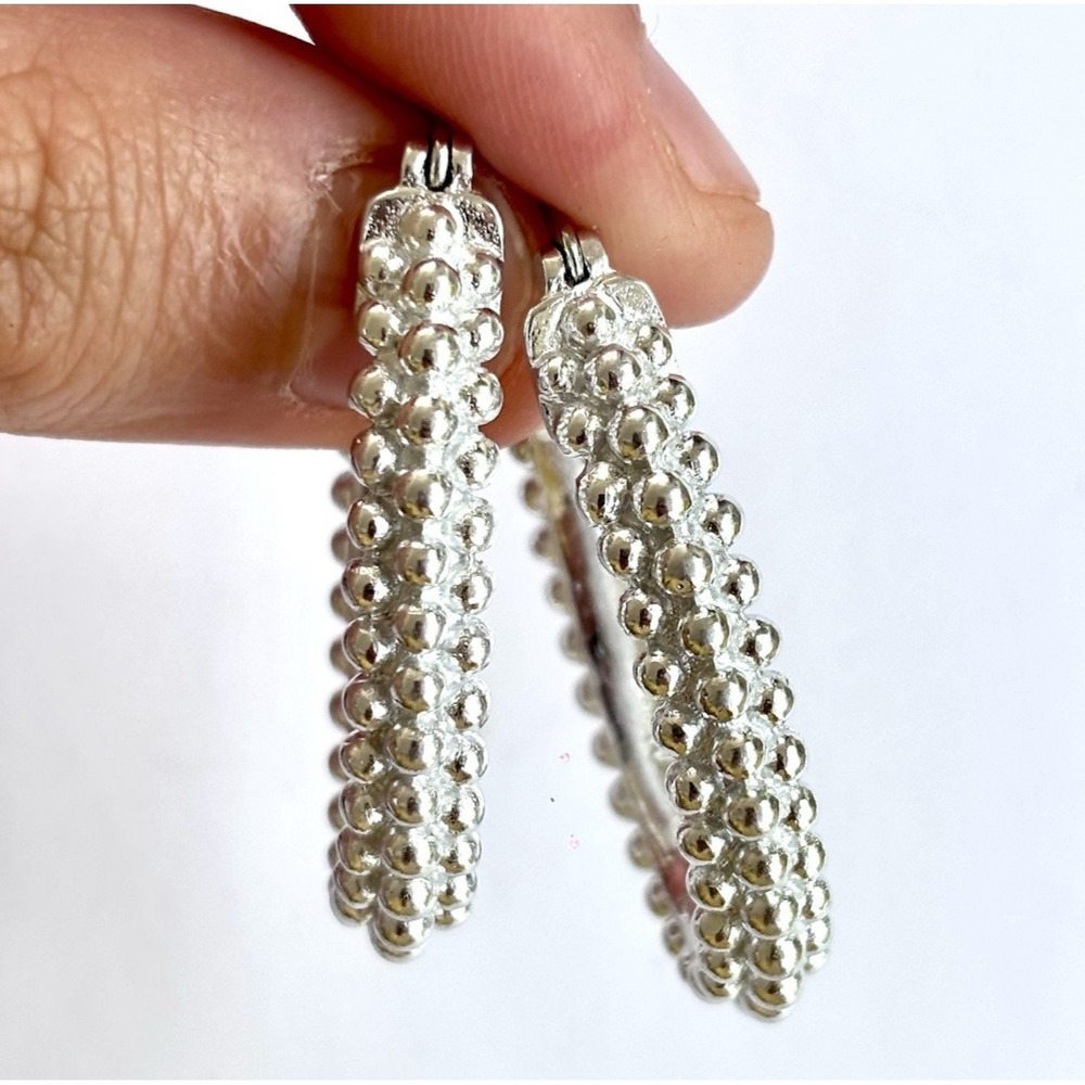 Arthur‎ Court Aluminum Hoop Earrings 1.5 In Dot Texture Discontinued Jewelry